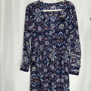 Lucky Brand Blue and Pink Long Sleeve Dress